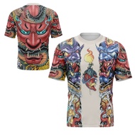 203/2000  Men's Casual Short Sleeve T-Shirt, 3D Tattoo Print, Breathable, Japanese
