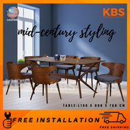 (FREE Installation+Shipping) KBS Amia Designer 6ft Dining Table Set / 1Table+6Chairs / Walnut Color 
