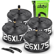 4-Pack Bike Tubes 26" x 1.75/2.125 35mm AV Valve, Premium Butyl Bike Tube 26 x 2.125 Compatible with
