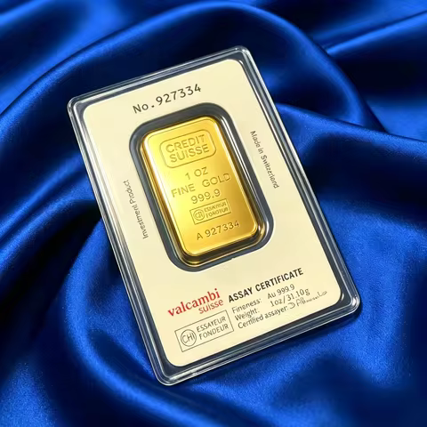 1 oz Credit Suisse Gold Bar Brass Gold Plated Lndependent Serial Number Not Magnetic Creative Gift