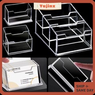 YUJINX 1Pcs Bussiness Card Holder,  Transparent Acrylic Plastic Business Card Box,  School Office Su
