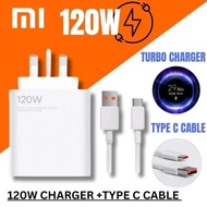 For XIAOMI 120W Turbo Charger 6A Type C Cable Charging Combo (Type-A) UK 3 Pin Plug with 6A Type-C C