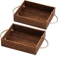 2 Pack Pine Wood Rustic Design Serving Tray Foil Pan Holder 9x13 Disposable Baking Containers for Pa