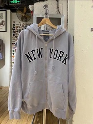 เสื้อสเวตเตอร์คาร์ดิแกนมีฮู้ดปักลาย New York สำหรับผู้หญิง ทรงหลวม แขนยาว ปกติ คอตตอน ฤดูใบไม้ผลิ 20