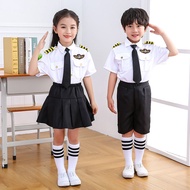 Baju Pramugari Kanak2 Role-playing Children Attendant Captain Uniform Kids Boys Girls Airplane Costu