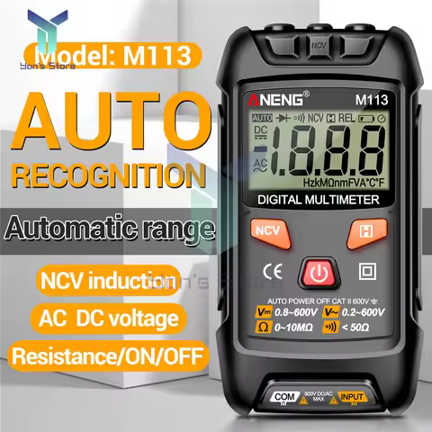 1Pcs ANENG M113 Automatic Professional Digital Multimeter 1999 Counts Auto AC/DC Votage Tester Ohm M