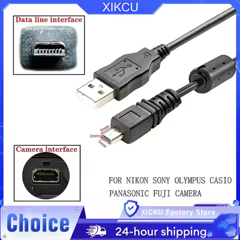 Universal UC-E6 Digital Camera USB Data Cable Mini 8 Pin for Nikon CoolPix Fuji Panasonic Olympus So