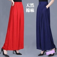 ✦Ready Stock✦ celana kulot wanita perempuan Spring/summer, cotton and linen, wide-leg pants, culottes, loose and breathable, high-waisted trousers, draped square pants, travel trou