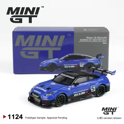 MINIGT 1:64 LB-Silhouette WORKS GT NISSAN 35GT-RR Version 2 Blue MGT Alloy Car Model 1124