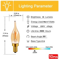 10PCS LED Edison Bulb 0.5W 2W Vintage LED Filament Bulbs C22 E14 Energy Saving Decorative Light Bulb
