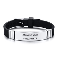 สายซิลิโคนปรับขนาดได้สำหรับกำไลข้อมือสลักชื่อ ID แบบกำหนดเอง Vnox
