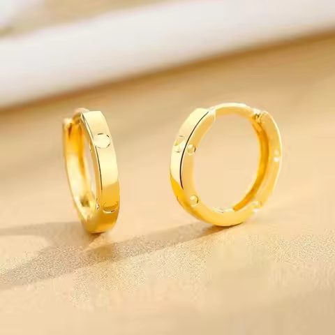 Real 18K Gold Women's Earrings Pure AU750 Earring Clip Simple Earring Clasp Design Fine Jewelry Gift