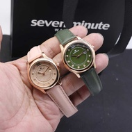 NEW SEVEN MINUTE WOMEN'S WATCH M784 32MM LEATHER STRAP ORIGINAL STAINLESS STEEL