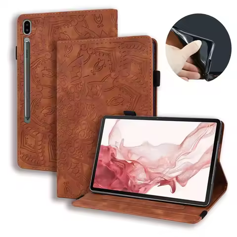 For Samsung Tab S10 Ultra 14 6 inch Cover Emboss PU Leather TPU Inner Wallet Cover For Funda Galaxy 