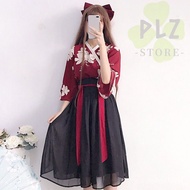 Hanfu hanfu Spring Summer Clothes Women's Clothing Girl Flower Ballads Ancient Style hanfu Han Elements Improved Cross Collar Chinese Style Skirt Suit
