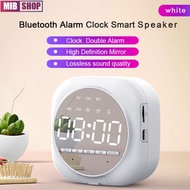 Bluetooth Speaker Alarm Clock with FM Radio LED Mirror Alarm Clock Subwoofer Music Player Snooze Desktop Table Clock
