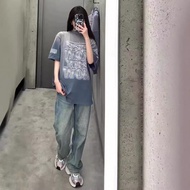 N8R1 BLG New Gradient Washed Diamond Print Short Sleeves T Trendy Unisex Loose Fit Shirt OST