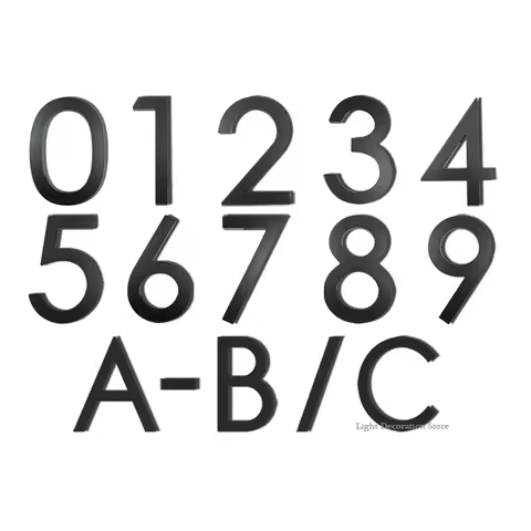 6inch/152mm Floating House Number Black A B C Numbers Address Sign #0-9 Letters Big Modern Door Plat
