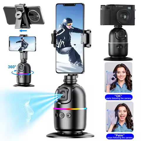 Auto Face Tracking Tripod, Smart 360°Auto Face Tracking AI SmartPhone Holder Tripod Stabilizer For S