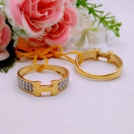 Cincin Emas Hermes Diamond Cut Dua Colour Ring Gold 916/22k