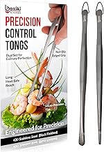 Tweezer Tongs Set of 2 – Boxiki Kitchen 430 Stainless Steel Cooking Tweezers, Long Chef Tweezers for