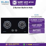 ELBA 2 Burners Glass Stove EGH-J8552G(BK) - High Quality Tempered Glass Black (5kW) WAH LEE STORE