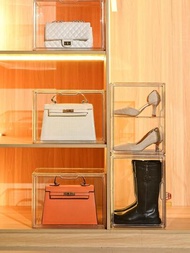 1個矩形透明收納盒,防塵收藏品、鞋子、手袋、化妝品展示櫃