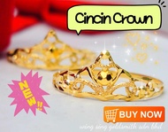 Wing Sing Cincin Mini Crown Padu Tulen Fesyen Emas 916 / 916 Gold Ring