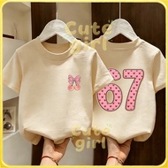 READY STOCK COD✅New shirt！Kid's fashion T-shirt| Cute fashion pattern"67"|Girls' short-sleeved|Size9