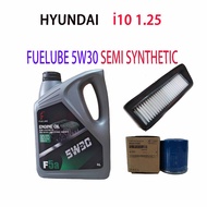 HYUNDAI i10 1.25  OIL FILTER + AIR FILTER + FUELUBE 5W30 SEMI  SYNTHETIC  ENGINE OIL