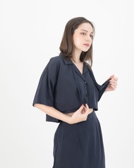 QueenCows เสื้อให้นม Esber Crop Shirt (Navy)