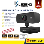 FANTECH LUMINOUS C30 QUAD HIGH DEF 1440P 2K QUAD HD USB Web Camera Webcam with Built-in Microphone f