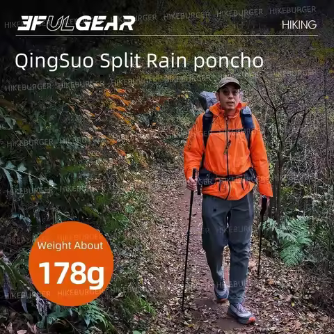 3F UL GEAR Qingsuo Rain Jacket Outdoor Ultralight Rain Zip Poncho Hiking Sleeve Rain Coats Waterproo