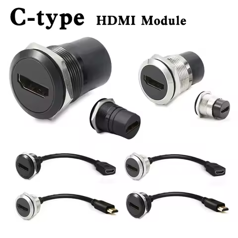 USB3.0 Panel Socket Metal 22mm Circular Dual USB C-type 2.0/3.0 Thread Module Connector USB interfac
