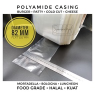 82 mm - Patty Cold Cut Bologna Burger Sausage Sleeve Casing Food Grade Polyamide Plastic - 2 Meters