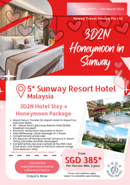 3D2N Honeymoon in Sunway, Malaysia