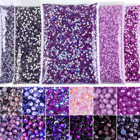 Oleeya Wholesale Bulk High Quality Grade AAAAA Rhinestones Shiny Purple Flatback Hotfix Rhinestone S