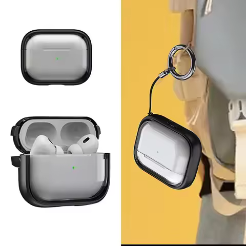 For Airpods Pro 2 TPU+PC Cover semitransparent Case With Rope Earphone Accessories For Apple Airpod 