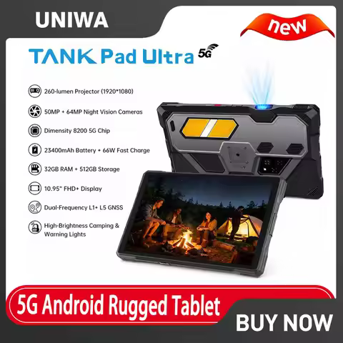 Unihertz 8849 Tank Pad Ultra 5G Rugged Tablet 16GB+512GB 64MP Night Vision, With 1080P Projector 260
