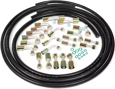 A/C Hose & Fitting Kit: Complete Set for Custom Air Conditioning Lines | Includes 6ft AN6, 5ft AN8 &