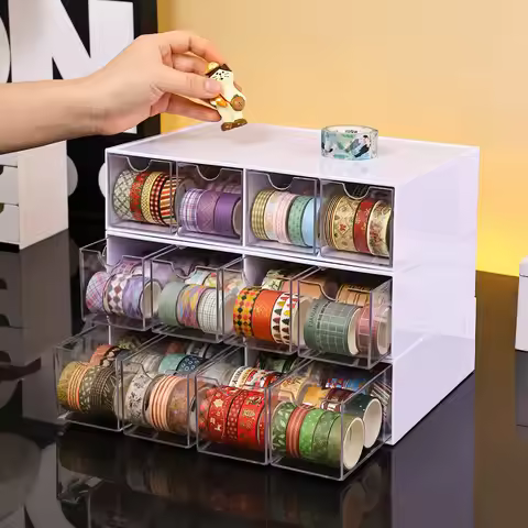 1pc transparent acrylic hand account film storage box drawer style tabletop adhesive hand account ad