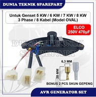 AVR 5000 - 8000 WATT (3 PHASE) AVR GENSET / AVR GENERATOR SET / 8 KABEL (OVAL / SABIT)