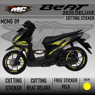 MC Cutting Sticker Beat Deluxe - Aksesoris Motor Stiker Honda Beat 2020 2021 2022 Schotlite Cutting Stiker Striping Lis Variasi Beat Deluxe / CBS / ISS / Street Hologram Laser Krom Pelangi dan Warna Solid Simple Minimalis Elegant Stylish MCMG 09