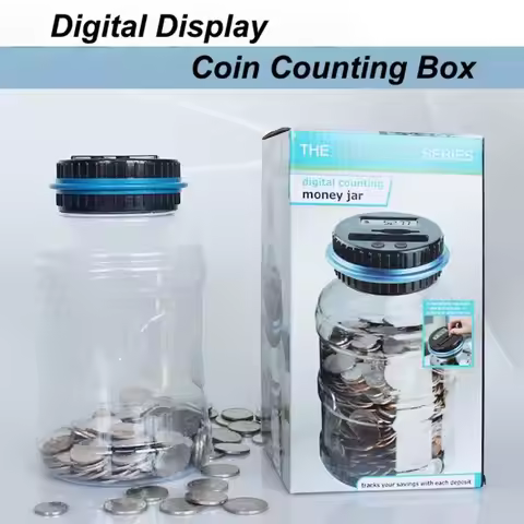 Portable ABS Electronic Coin Bank LCD Display Coin Counting Money Saving Box 1.8L Large Capacity Dig