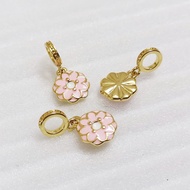 2021 spring element flower charm Tianro style pink diy jewelry beaded gold-plated accessories large 