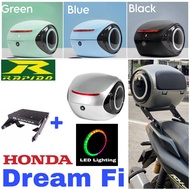 Combo Set Monorack Rapido Honda EX5 Dream 110 Fi Kambing Top Box Alien ABS Tail Box Siput 35L + LED 
