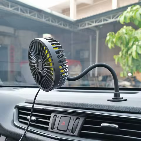 USB Car Electric Fan Strong Wind 3-Speed Cooling Fan for Rear Seat Passenger Portable 360 Degree Rot