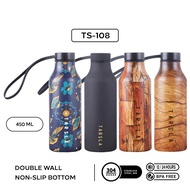 X&W Tumbler Vacuum Flask TS-108 Wood & Batik Motif Double Wall Temperature Resistant 450ml Leakproof