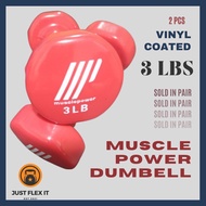 3 Lbs Vinyl Coated Dumbell Weight Lifting Fitness Vinyl Weights Set Dumbell (Pair/2pcs)