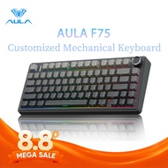 AULA F75 Mechanical Keyboard 75% 80 Key RGB Tri-Mode Wired Bluetooth 2.4G Gasket Structure Hot-swap 